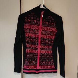 Vintage Neve Black and Pink Wool Ski Sweater